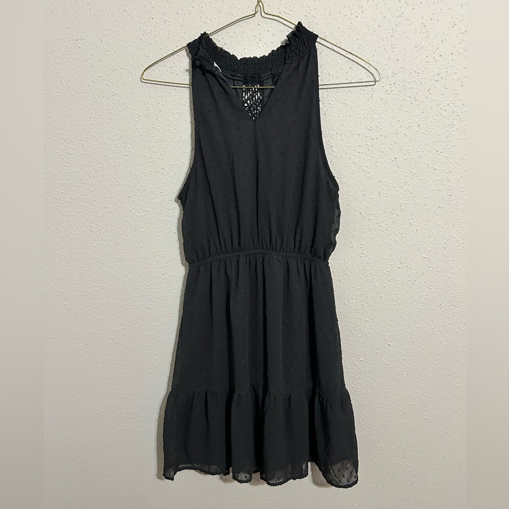 Heart & Heels Elegant Black Halter Mini Dress